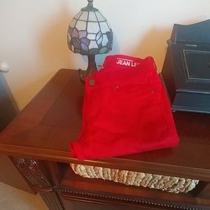 Red skinny jean leggings